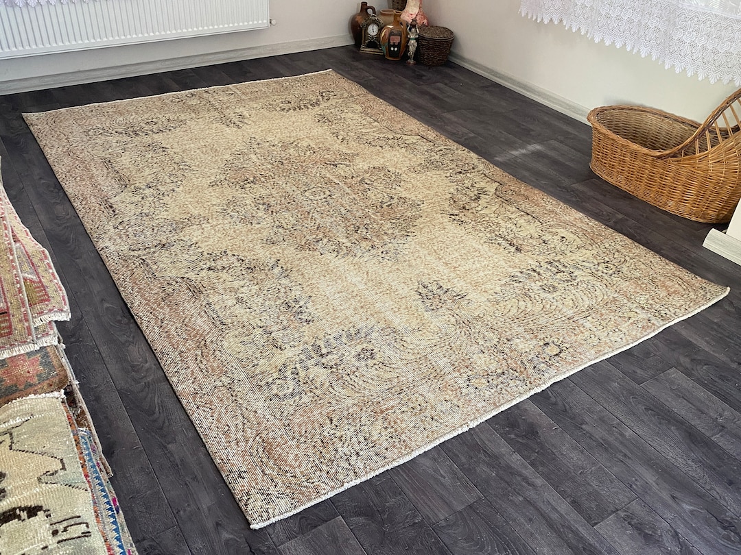 Faded Pink Vintage Rug 6x9 Turkish Rug Handmade Wool 6x9 Etsy