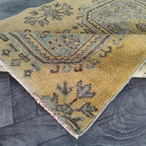 3x8 Vintage Turkish Runner Rug: Faded Red, Blue & Green Oushak