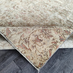 Handmade Oushak Wool Rug (7.0x9.4 ft): Vintage Turkish Area Rug