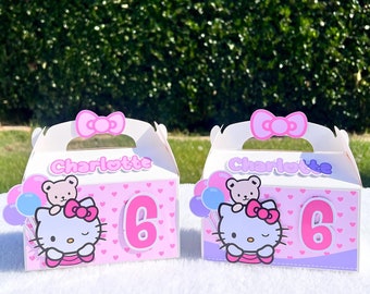 Boîtes de faveur de Hong Kong et de ses amis, jolies boîtes de faveur, boîtes de faveur de Kitty, boîtes de Hk Gabel, fête d'anniversaire de Hk, Hk et amis, rose, clipart HK