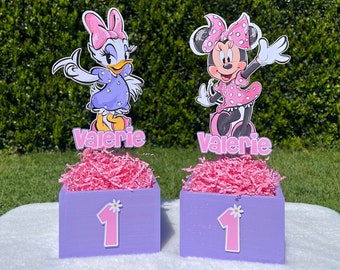Minnie Mouse & Daisy Duck Party Centerpiece, Personalized Birthday Decor
