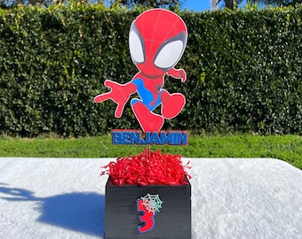 Spidey and friends Centerpiece, Spider Man birthday, Spidey Birthday Party, Spidey favor boxes, Spidey Birthday decorations