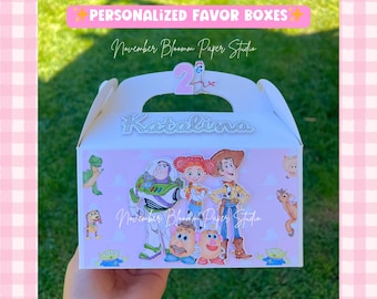 Toy Story Girl Favor Boxes, Toy Story Birthday Party, Custom Name Treat Boxes, Pink Toy Story Theme, Jessie, Woody, buzz, Favor boxes