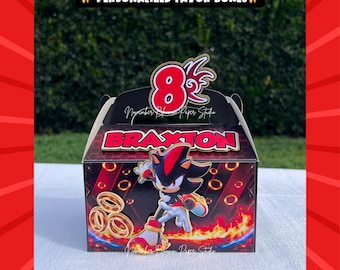 Shadow Favor boxes , Sonic birthday, Shadow birthday party, Sonic, Shadow, Tails, Knuckles, Shadow birthday Party supplies