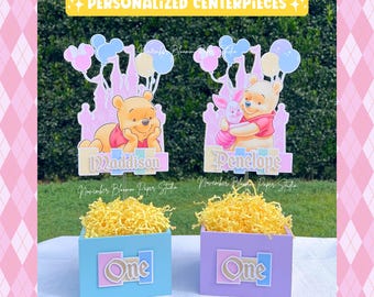 Winnie the Pooh Centerpieces, 1st birthday party, Pooh Birthday party supplies, Personalized birthday centerpieces, Tiger, Piglet