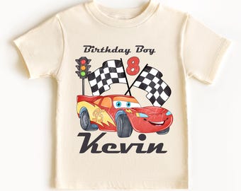 Race Cars Birthday Shirt, Lightning Birthday Tee, Cars Birthday T-Shirts, Personalized Birthday Shirt, Cars birthday party, Birthday outfit
