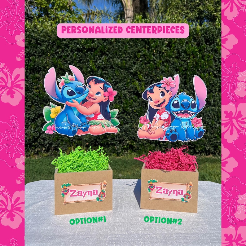 Lilo and Stitch, Lilo & Stitch Centerpieces, Lilo and Stitch birthday, Lilo and Stitch party supplies, Aloha party, Summer party image 1