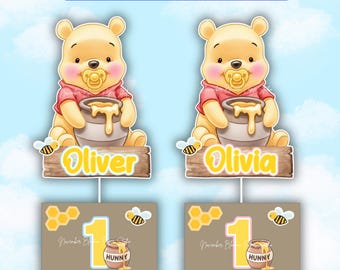 Winnie the Pooh Centerpieces, 1st birthday party, Pooh Birthday party supplies, Personalized birthday centerpieces, Tiger, Piglet