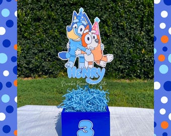 Bluey Centerpiece, Blue Dog, Bluey birthday party, Bluey party supplies, Kids Birthday, Bluey favor box, Bluey,