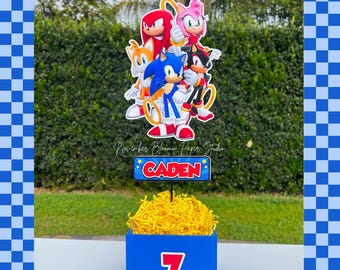 Sonic Birthday Centerpiece, Party Decoration, Sonic, Tails, Knuckles