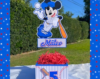 Mickey Centerpieces, Mickey Mouse baseball, Baseball birthday, Mickey favor boxes, Baseball party supplies, Softball birthday, Mickey Mouse