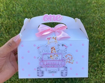 Safari Favor box | Pink Safari | Girl baby shower | Girl 1st Birthday | Girl Safari | Treat box | Baby Girl Safari | Centerpiece | Favor box