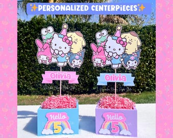 Centres de table Hk and Friends, fête d'anniversaire de chaton, articles de fête d'anniversaire de chaton, centres de table d'anniversaire personnalisés, chaton et amis