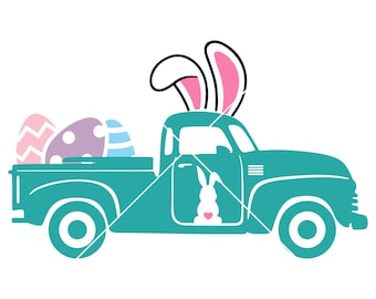 camión de Pascua svg, camión de Pascua con huevos svg, camión vintage svg, Png, AI, jpeg, pdf, Archivo de corte, Cricut, Silueta, Impresión, Descarga instantánea
