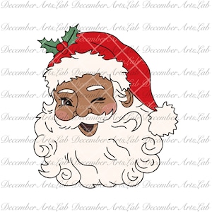 Retro Black Santa Claus SVG PNG, Brown Santa, Red Santa Svg, Vintage Christmas SVG, Vintage Santa Svg Png, Old School Father Christmas Svg