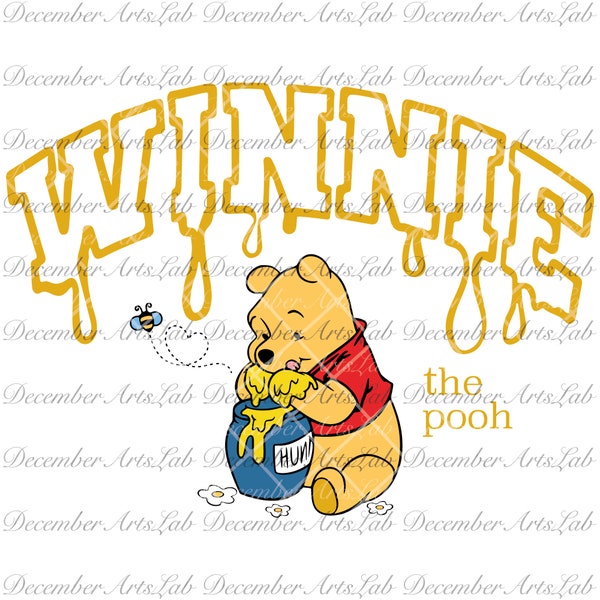 Classic Winnie the Pooh Svg Png, Pooh Bear with honey pot, Winnie the Pooh birthday shirt, Bee Mine Winnie Pooh Bear Svg, Honey Co. Bear Svg