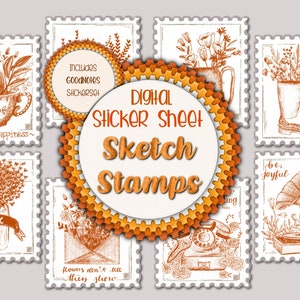 8 Digital Sticker Stamps | GoodNotes | Fall | Download | Digital Sticker | Stickerset | Journaling | Bullet journal | printable | PNG