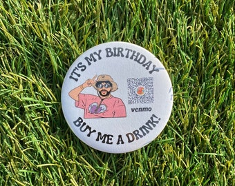 Bad Bunny Birthday Venmo Pin Button • Party Favor • Opciones de Venmo o Cashapp