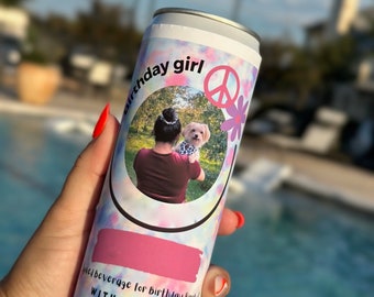 Etiquetas personalizadas de Fiesta de Cumpleaños Seltzer • Lata delgada • Ideas para fiestas de cumpleaños • Fiesta en la piscina