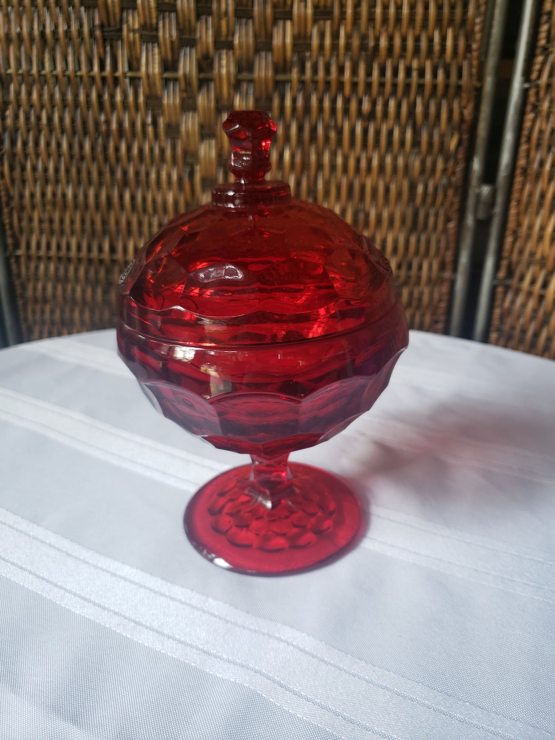 Viking Ruby Red Candy Dish Etsy