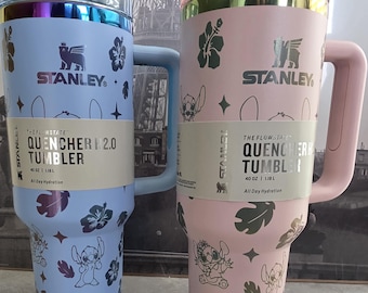 Pink & Blue Stitch Engraved Stanley Tumbler 40 oz | Hologram Laser Cup | Gift Everyone Wants