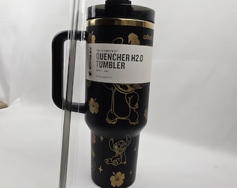 Black Stitch Engraved Stanley Tumbler 40 oz | Hologram Laser Cup | Gift Everyone Wants