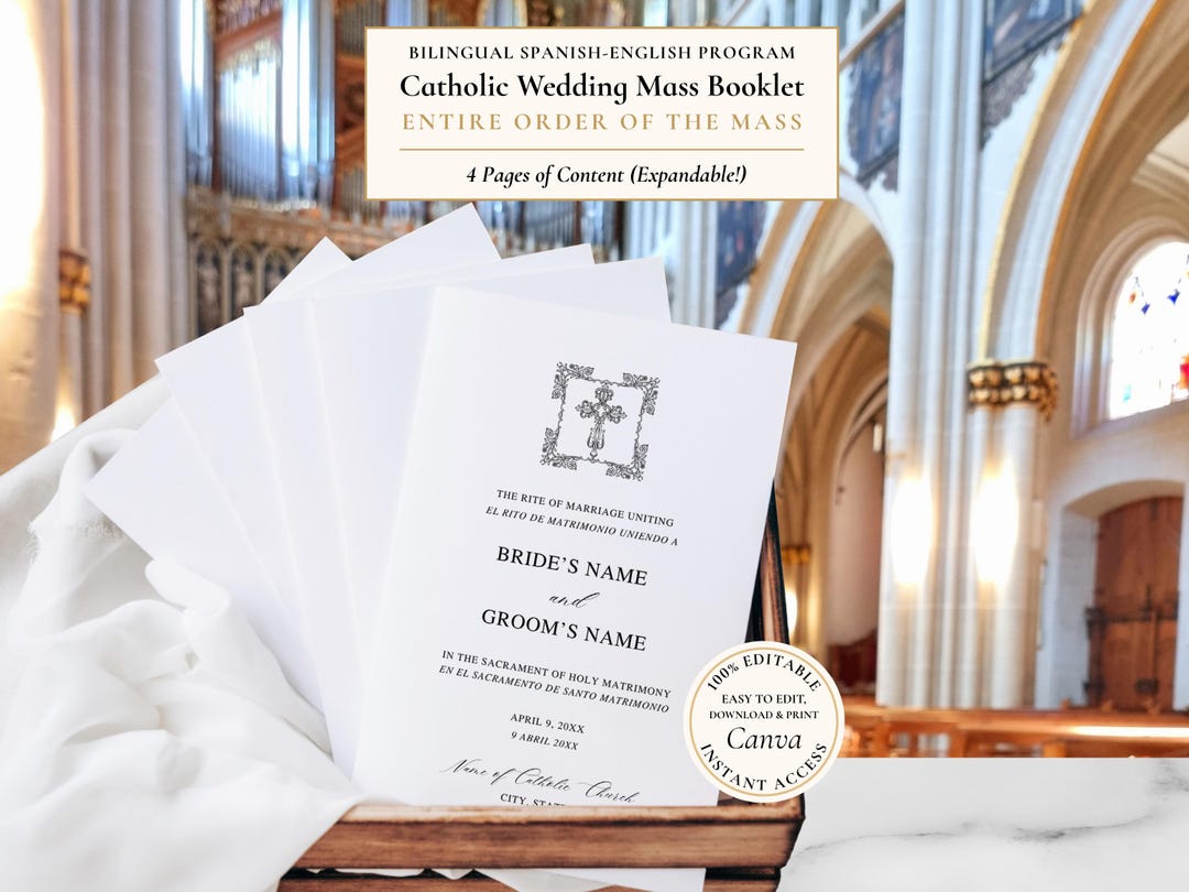 Bilingual Catholic Wedding Mass Program: Spanish English Template ...
