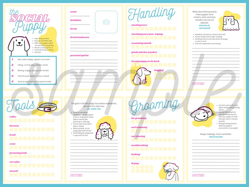 Printable Puppy Socialization Workbook - Cute Colorful Guide - Bujo ...