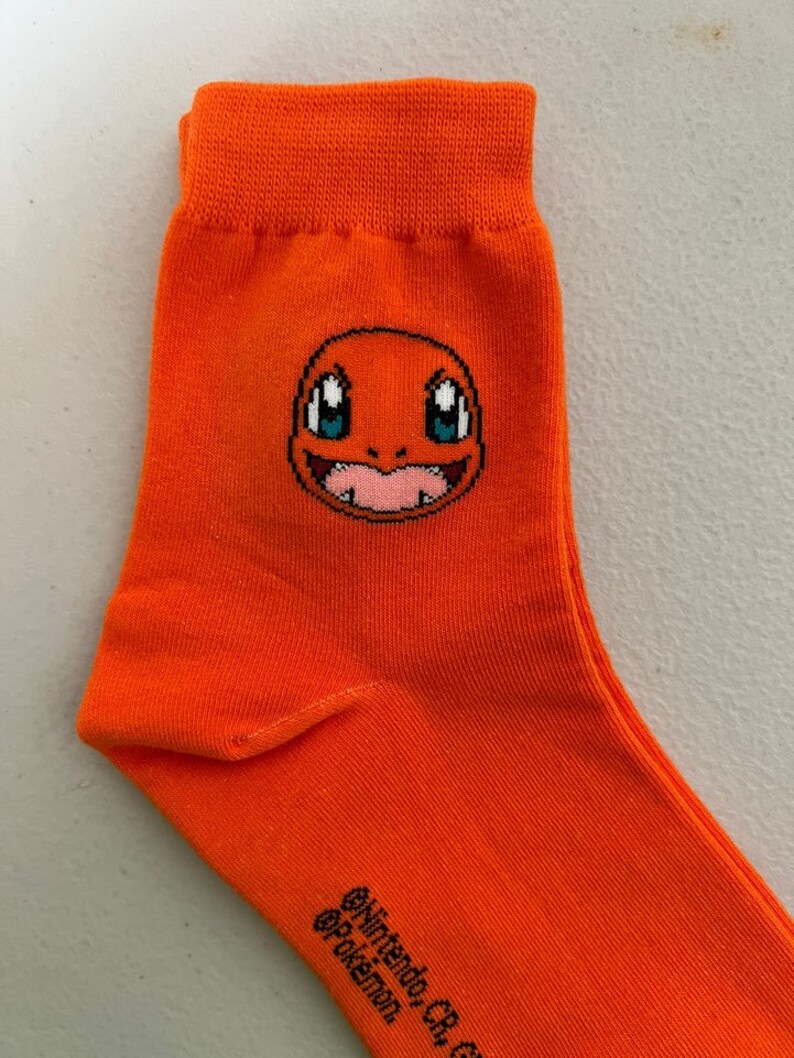 Pocket Monster Pikachu Ultra Soft Socks-Stretchable Silky Soft Premium Cotton Crew Socks/ US2-9/Birthday Gift/5days Socks Orange