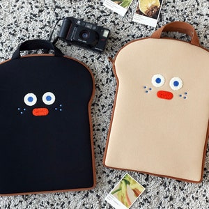 Brunch Brother 13" Laptop i pad cover Pouch/ tablet 3layers Sleeve with Handle, pencil holder- Bread Man Unique Design- High Quality Made