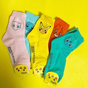 Pocket Monster Pikachu Ultra Soft Socks-Stretchable Silky Soft Premium Cotton Crew Socks/ US2-9/Birthday Gift/5days Socks image 2