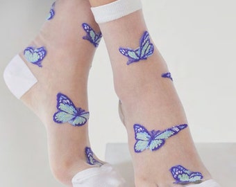 Butterfly see-through mesh Socks- Woman summer socks/ High quality made / daily fashion Trend Socks