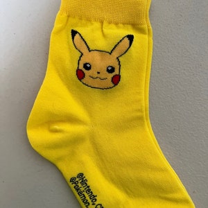 Pocket Monster Pikachu Ultra Soft Socks-Stretchable Silky Soft Premium Cotton Crew Socks/ US2-9/Birthday Gift/5days Socks Yellow