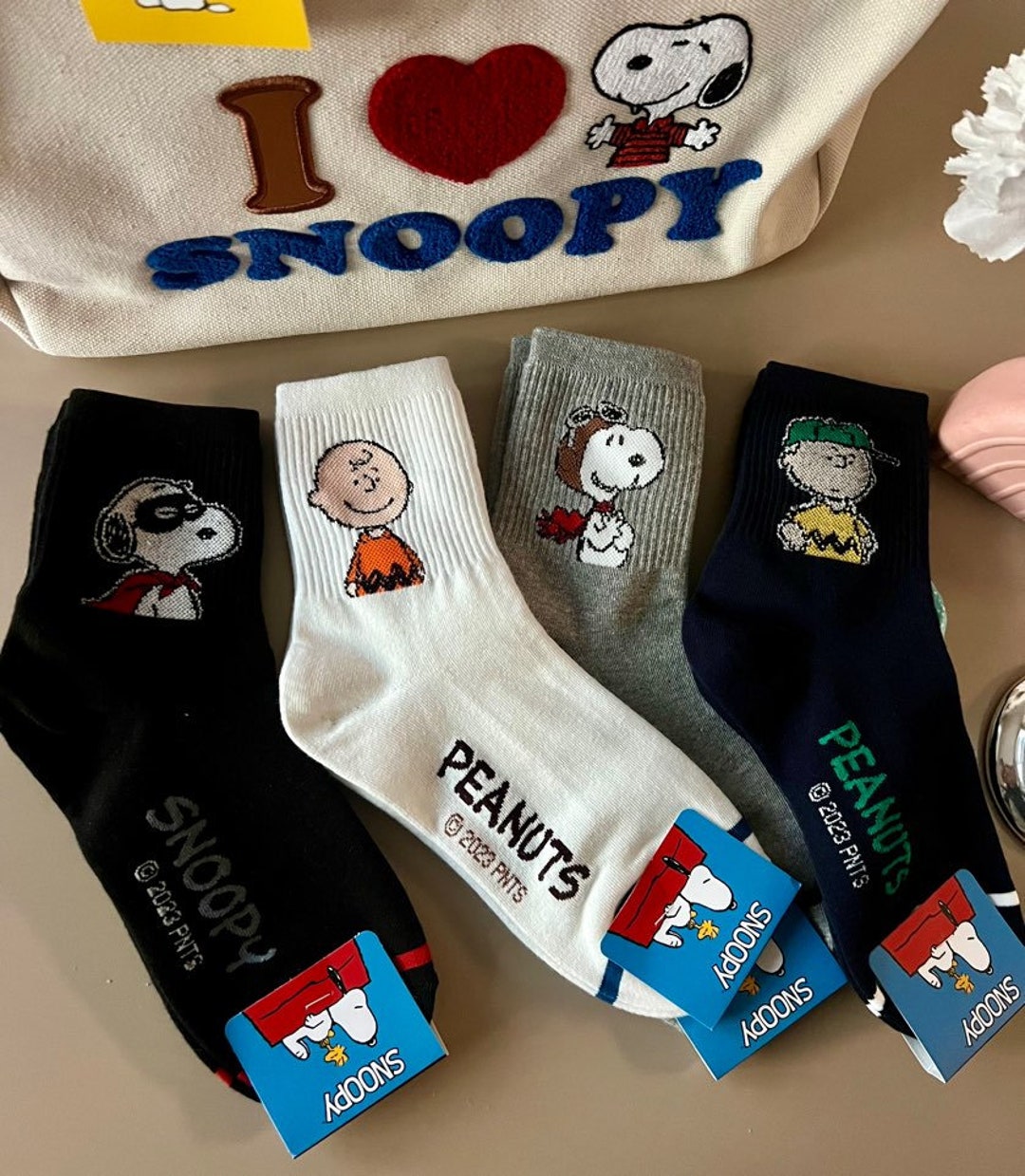 Peanuts Snoopy Ankle Mid Calf Socks-cotton Ultra Soft Socks, Snoopy ...