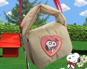 Peanuts Soft Padding Premium Tote Body Shoulder Bags-Snoppy Shoulder Bag, Lucy, Sally Daily Bag- Christmas Gift, Birthday Gift Luxury Bags