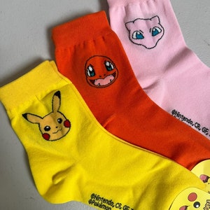 Pocket Monster Pikachu Ultra Soft Socks-Stretchable Silky Soft Premium Cotton Crew Socks/ US2-9/Birthday Gift/5days Socks image 5