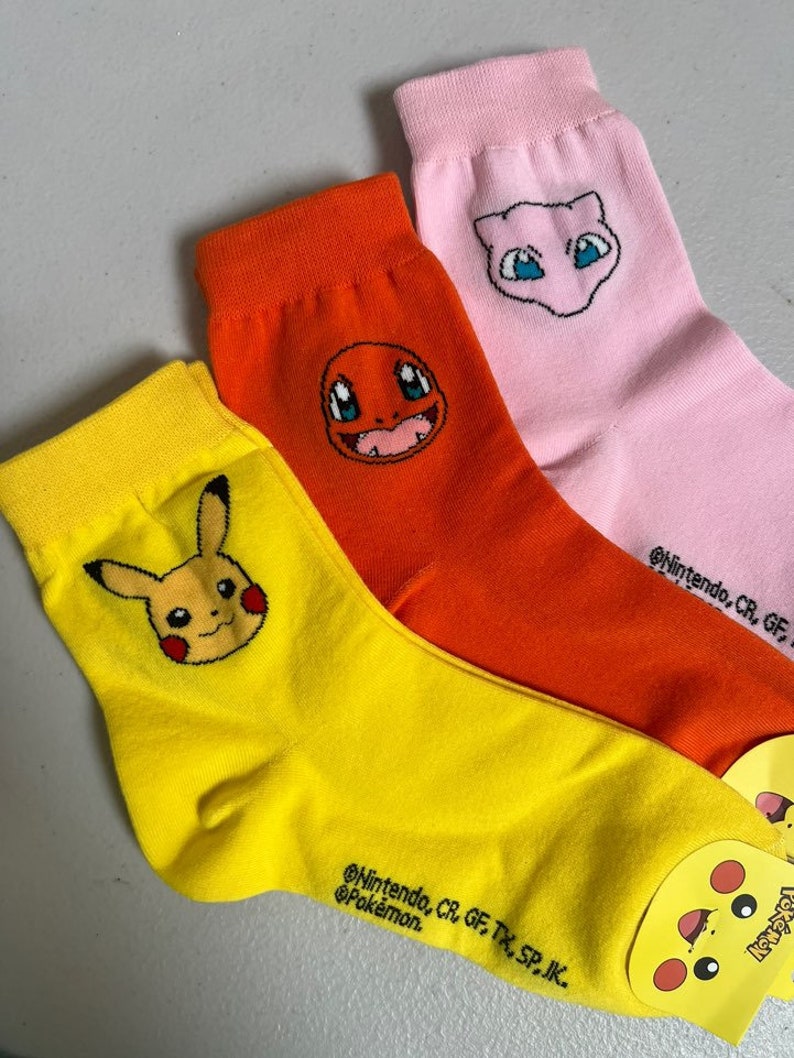 Pocket Monster Pikachu Ultra Soft Socks-Stretchable Silky Soft Premium Cotton Crew Socks/ US2-9/Birthday Gift/5days Socks image 5