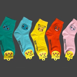 Pocket Monster Pikachu Ultra Soft Socks-Stretchable Silky Soft Premium Cotton Crew Socks/ US2-9/Birthday Gift/5days Socks image 1