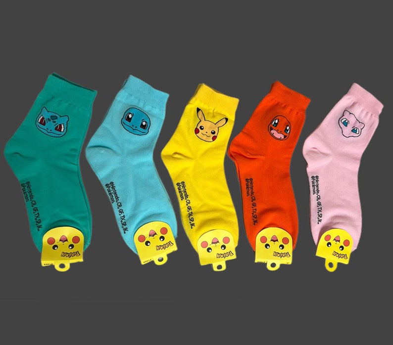 Pocket Monster Pikachu Ultra Soft Socks-Stretchable Silky Soft Premium Cotton Crew Socks/ US2-9/Birthday Gift/5days Socks image 1