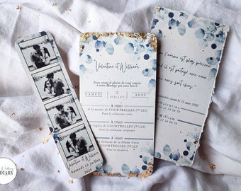 Blue Eucalyptus theme wedding invitation template