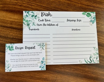 Recipe Card with Recipe Request Instructions - Bridal Shower Set