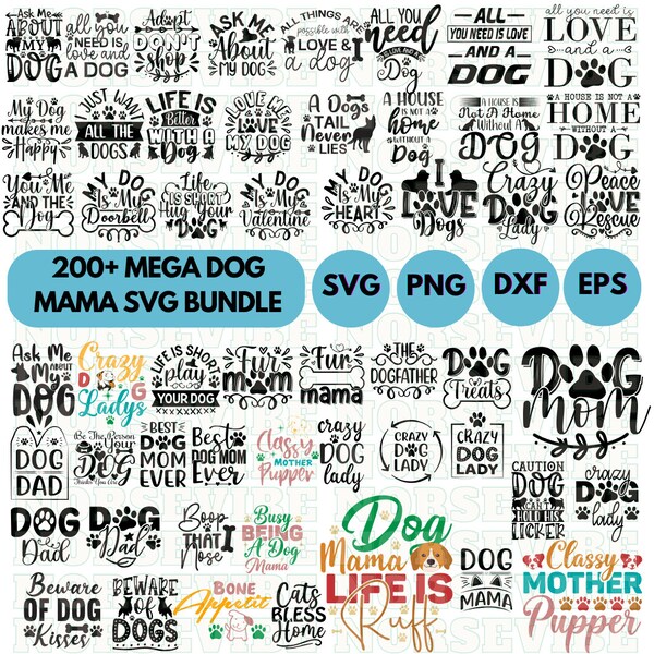 200+ Dog Mom Svg Bundle, Dog Mama Svg Bundle, Retro Dog Mom Svg, Dog Quotes Svg, Dog Wavy Svg, Dog Mom Shirt Svg,Dog Png Cut File For Cricut