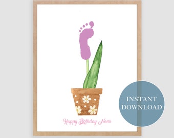 Happy Birthday Nana Printable handprint Craft Art | Baby Toddler | Activity Gift DIY | Printable Craft | Gift for Grandparent