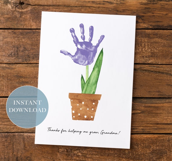 Thanks for Helping Me Grow Grandma Printable Handprint Craft | Etsy