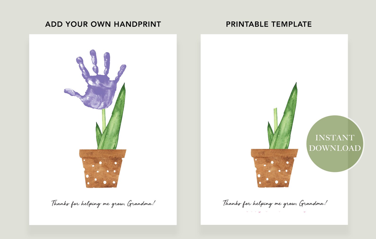 Thanks for Helping Me Grow Grandma Printable Handprint Craft Art | Baby ...