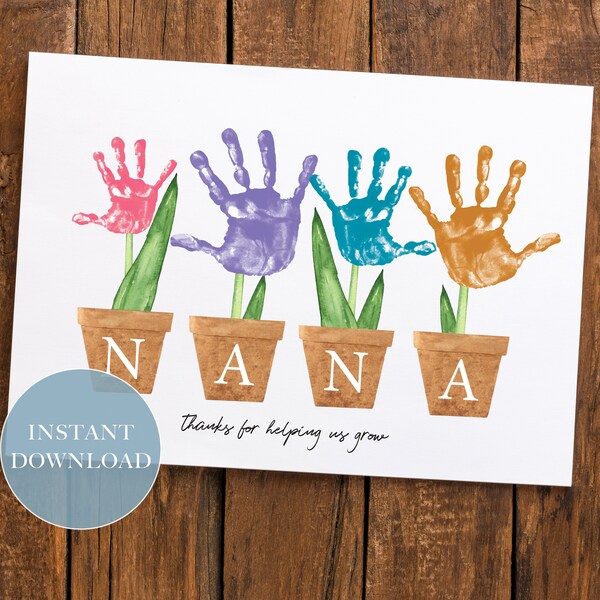 Nana, gracias por ayudarnos a desarrollar manualidades con huellas de manos para hermanos / 3 manos / Bebé niño pequeño / Regalo DIY para hermanos para el Día de la Madre / Imprimible