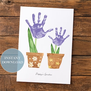 Poppys trädgård | Blommor utskrivbara handavtryck pysselkonst | Baby småbarn barn barn | Aktivitet present gör-det-själv | Utskrivbart pyssel | Present till mor- och farförälder