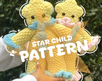 PDF Pattern: Handmade Star Child Amigurumi Plushie Pattern! For Crochet Clown Enjoyers and Enthusiasts