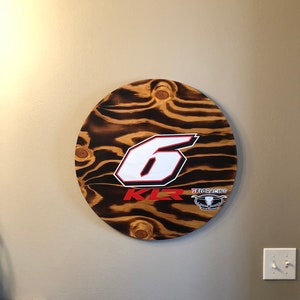 Burned Wood 22” Kyle Larson “Yung Money” Wall Sign