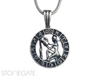 Sterling Silver Aquarius Necklace for Men